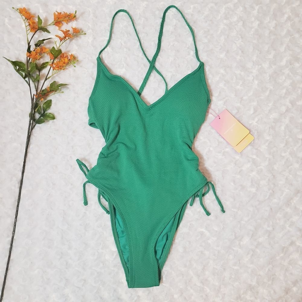 Stoney Clover Lane x Target size XS green strappy swimsuit